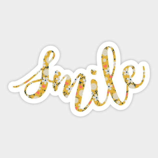 Smile - Yellow Floral Sticker by MerryMakewell